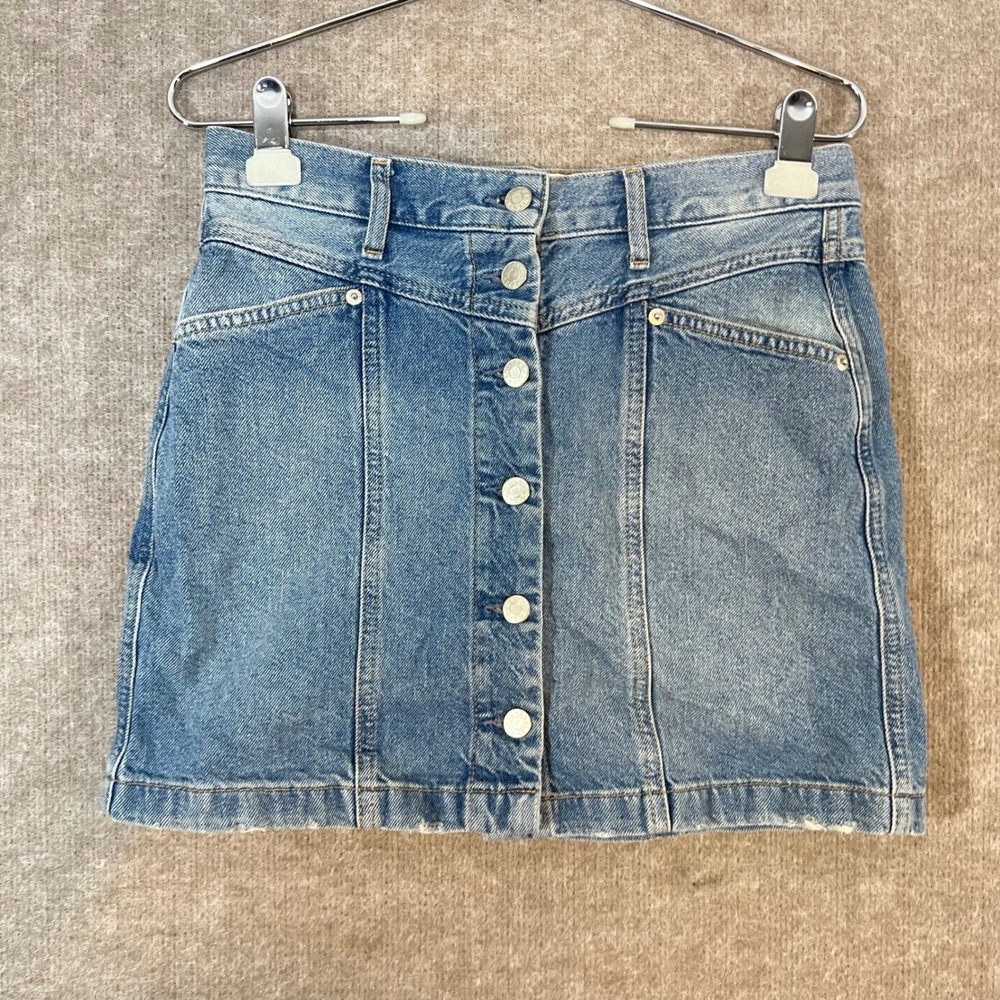 Rails Denim Mini Skirt Women 4 Button Front High Waist Light Wash Casual